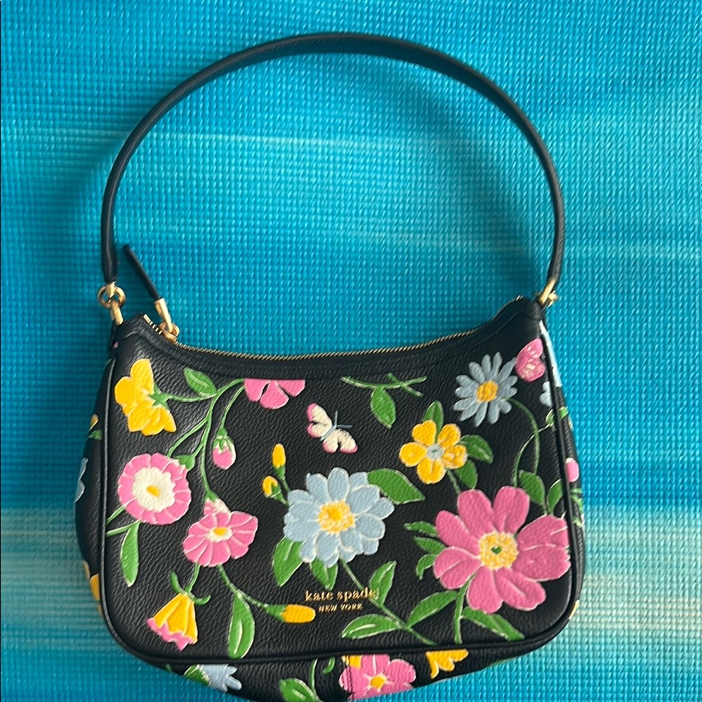 Kate Spade Black and Pink Floral Shoulder Bag